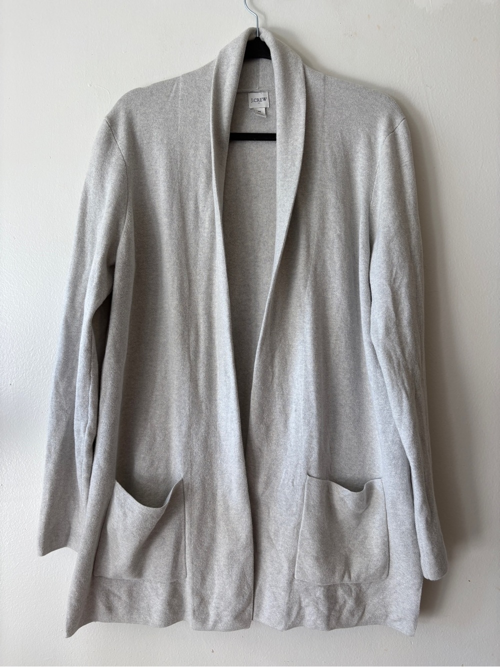 J. Crew Chelsea Sweater Blazer Open-Front Shawl Collar Size Medium Light Gray - Picture 2 of 9